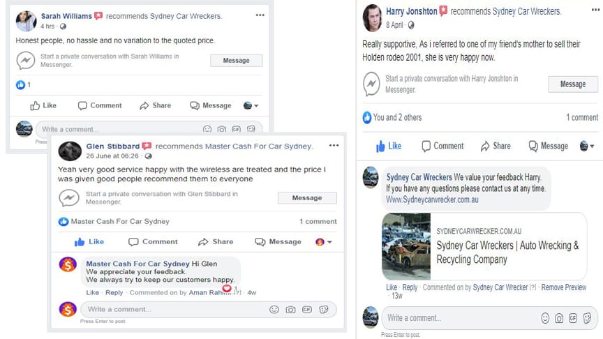 facebook review sydnye car wrecker